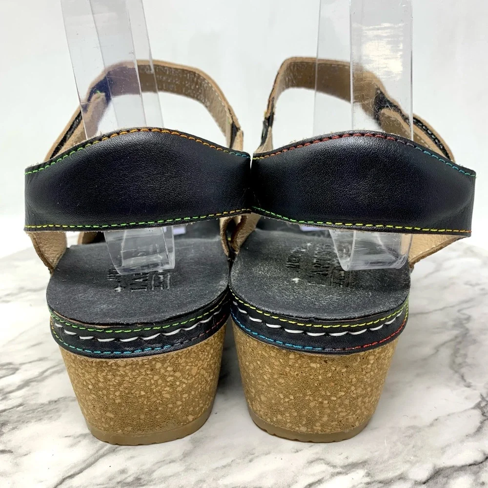 L'Artiste By Spring Step Cuteness Rosette Leather Wedge Comfort Sandals 40/9 - Picture 5 of 16